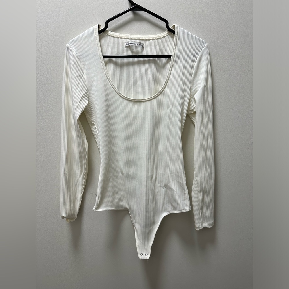 White Abercrombie & Fitch Ribbed Bodysuit